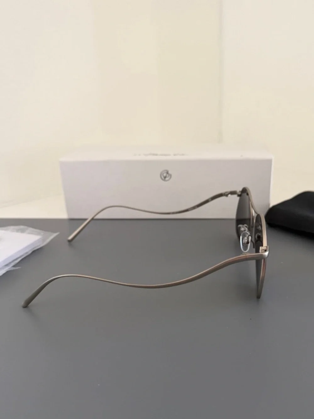 3.1 Phillip Lim x Linda Farrow PL177 Titanium White Gold Aviator Sunglasses Set